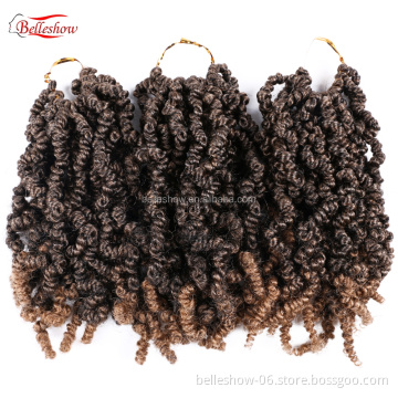 Hot sell Soft Bomb Twist Curly Crochet Hair Ombre Colors Synthetic Fluffy Pre-twisted Spring twist